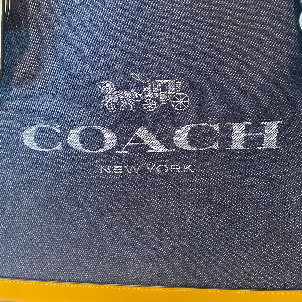 Coach Denim Blue Tote with Yellow Trim - Picture 2 of 10